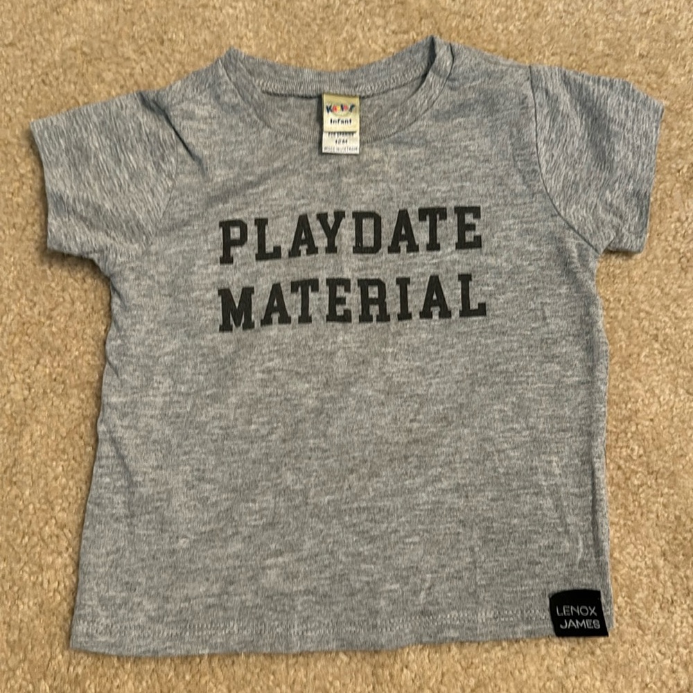 Lenox James 12 mth playdate material shirt